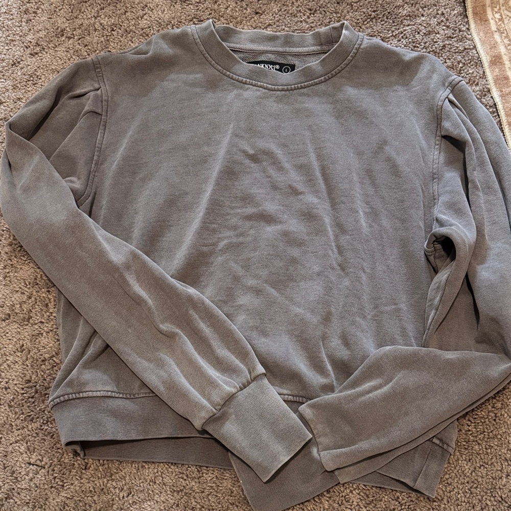Blank NYC Women's Washed Gray Crewneck Top